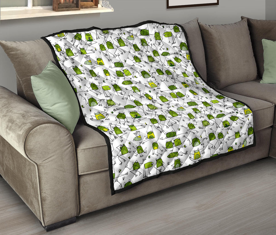 Sketch Funny Frog Pattern Premium Quilt