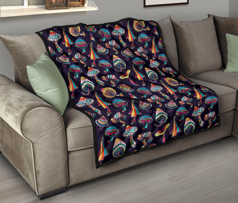 Colorful Mushroom Pattern Premium Quilt