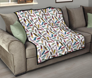 Skate Board Pattern Print Design 05 Premium Quilt