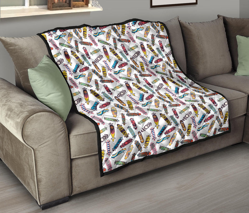 Skate Board Pattern Print Design 05 Premium Quilt
