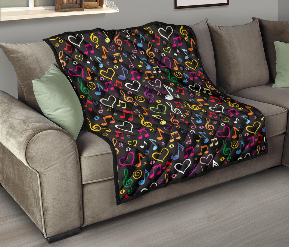 Music Notes Pattern Print Design 02 Premium Quilt