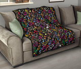 Music Notes Pattern Print Design 02 Premium Quilt