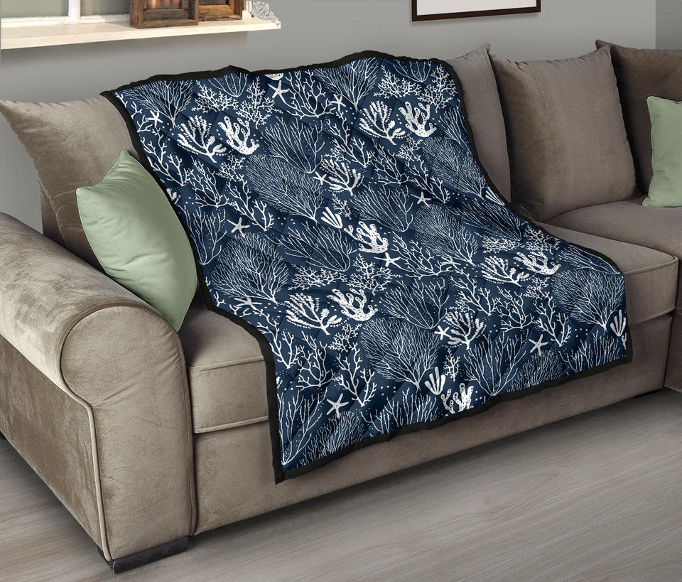 Coral Reef Pattern Print Design 05 Premium Quilt