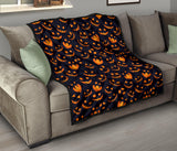 Halloween Pattern Pumpkin Background Premium Quilt