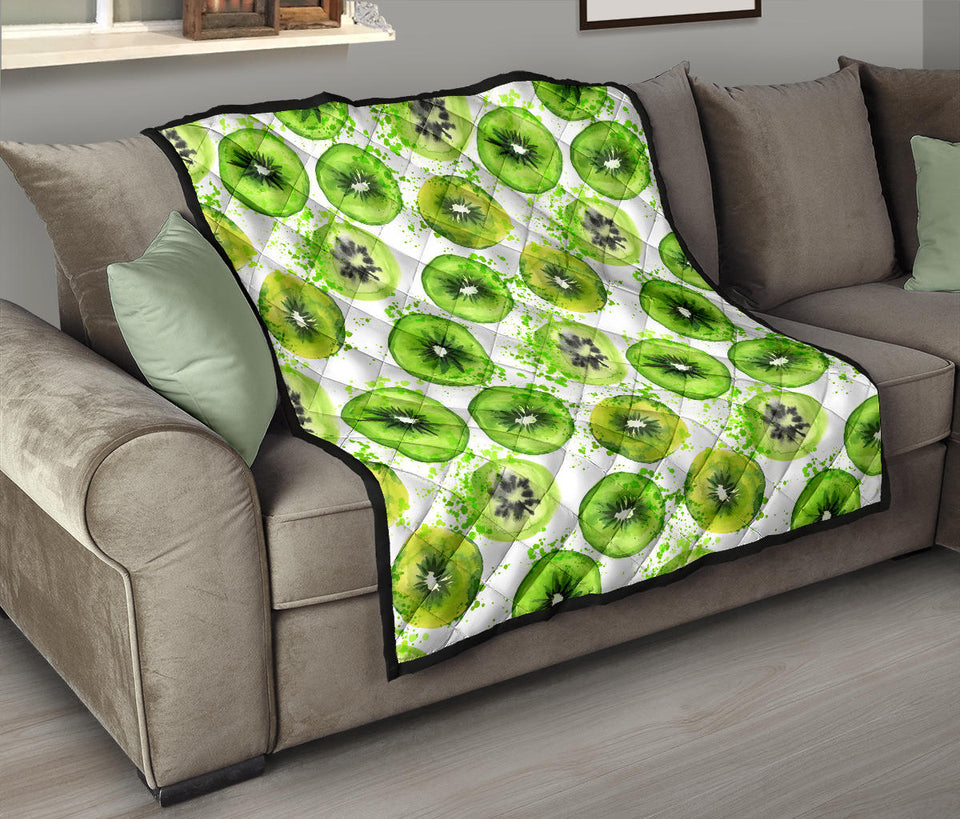 Watercolor Kiwi Pattern Premium Quilt