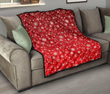 Snowflake Pattern Red Background Premium Quilt