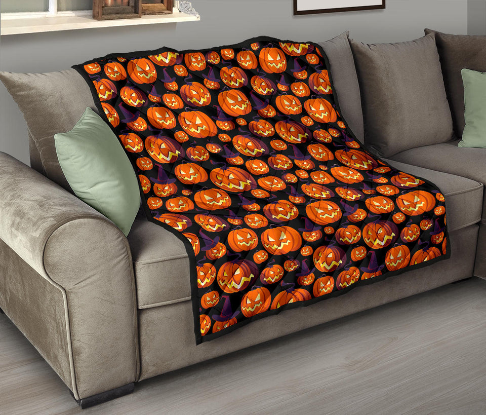Halloween Pumpkin Pattern Premium Quilt