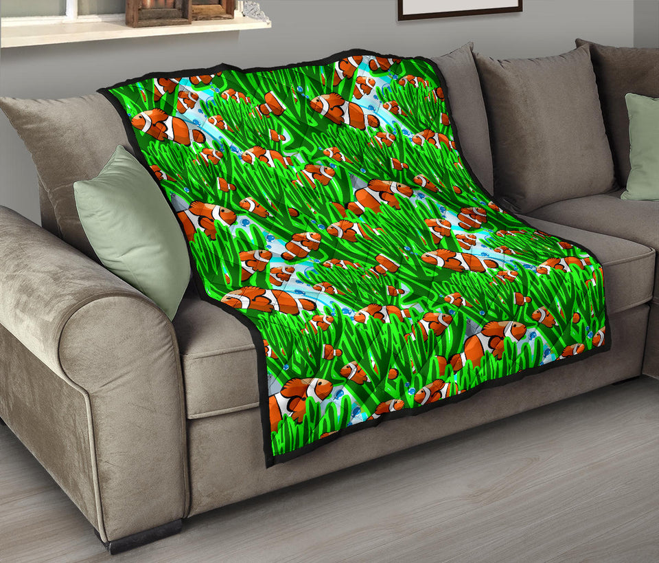 Clown Fish Pattern Print Design 01 Premium Quilt