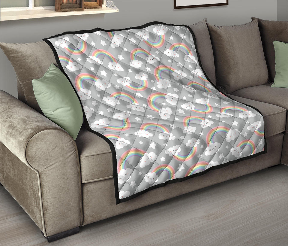 Cute Rainbow Clound Star Pattern Premium Quilt