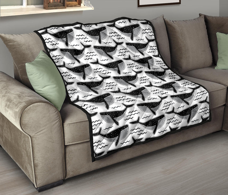 Black Whale Pattern Premium Quilt