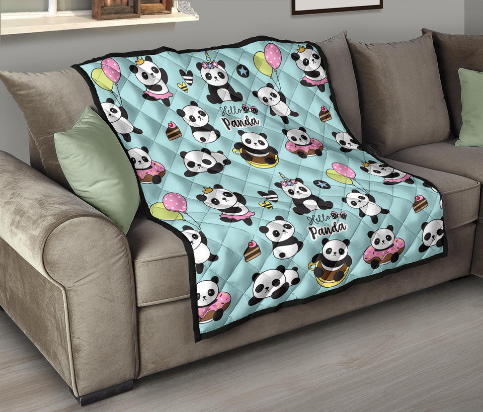 Cute Baby Panda Pattern Premium Quilt