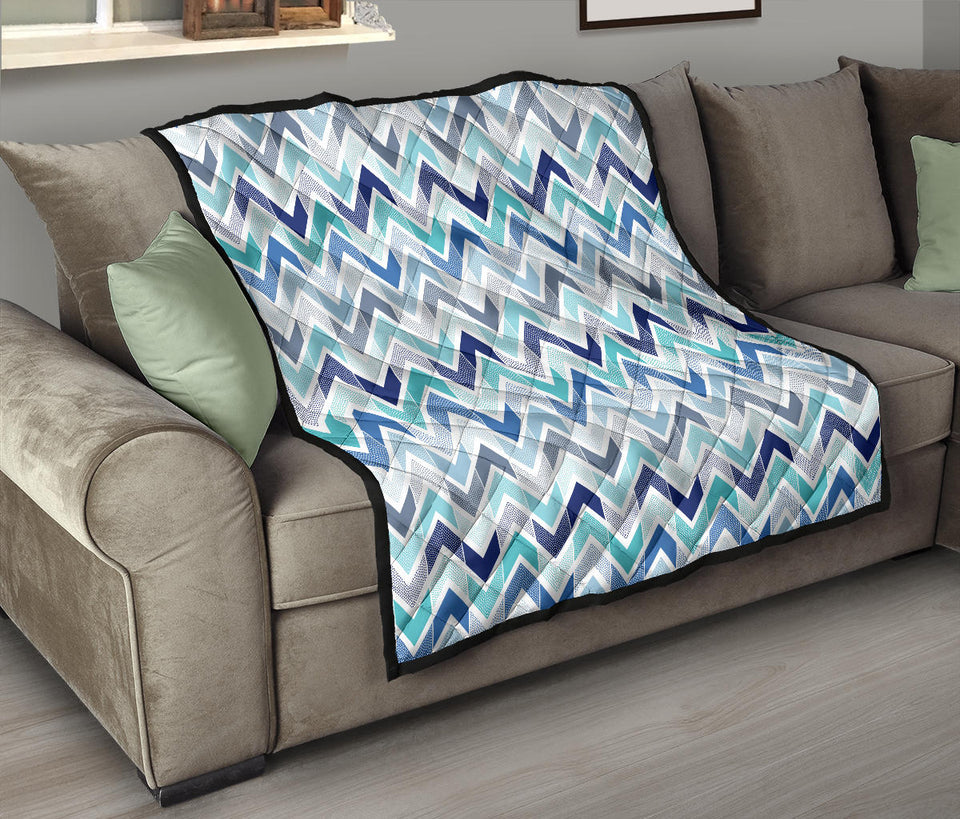 Zigzag  Chevron Blue Pattern Premium Quilt