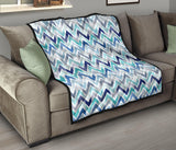 Zigzag  Chevron Blue Pattern Premium Quilt
