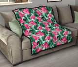 Watermelons Tropical Palm Leaves Pattern Premium Quilt