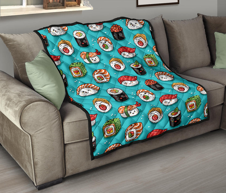 Cute Sushi Pattern Premium Quilt