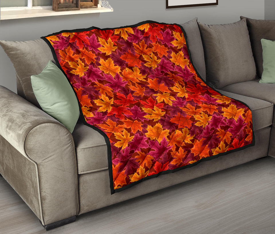 Autumn Maple Leaf Pattern Premium Quilt