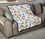 Siberian Husky And Colorful Circle Pattern Premium Quilt