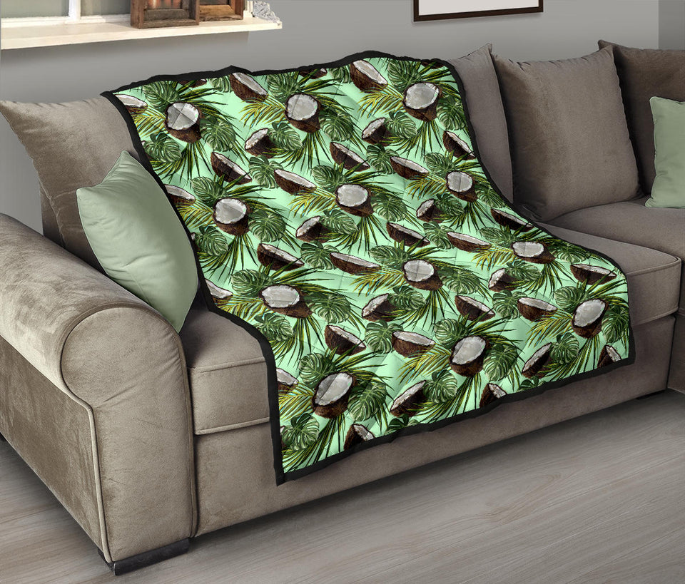 Coconut Pattern Print Design 02 Premium Quilt