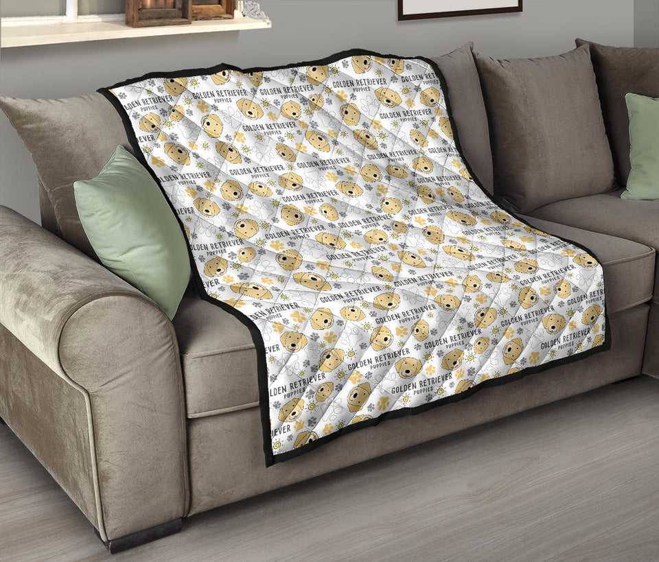 Golden Retriever Pattern Print Design 04 Premium Quilt