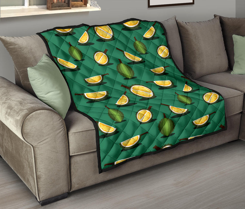 Durian Pattern Green Background Premium Quilt