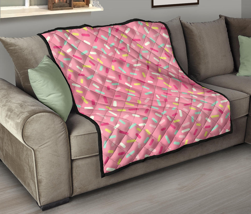 Pink Donut Glaze Candy Pattern Premium Quilt