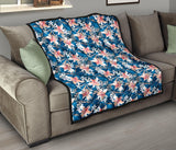 Hibiscus Pattern Print Design 02 Premium Quilt