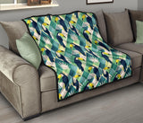 Toucan Tropical Leaves Design Pattern  Premium Quilt