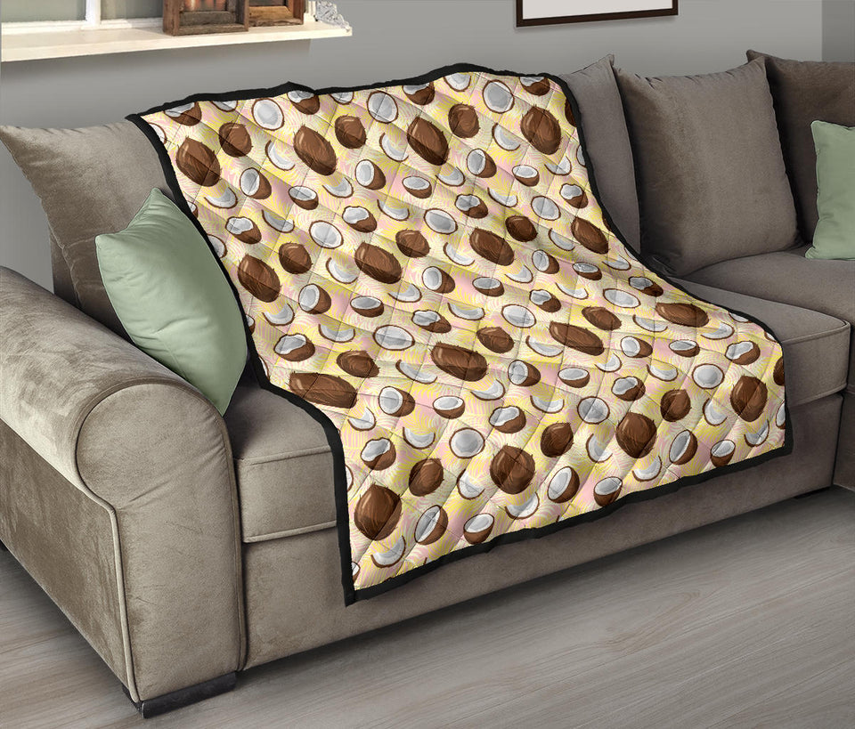Coconut Pattern Print Design 05 Premium Quilt
