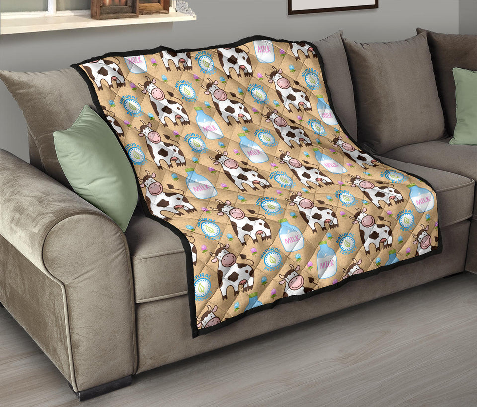 Cow Bottle Of Milk Pattern Premium Quilt