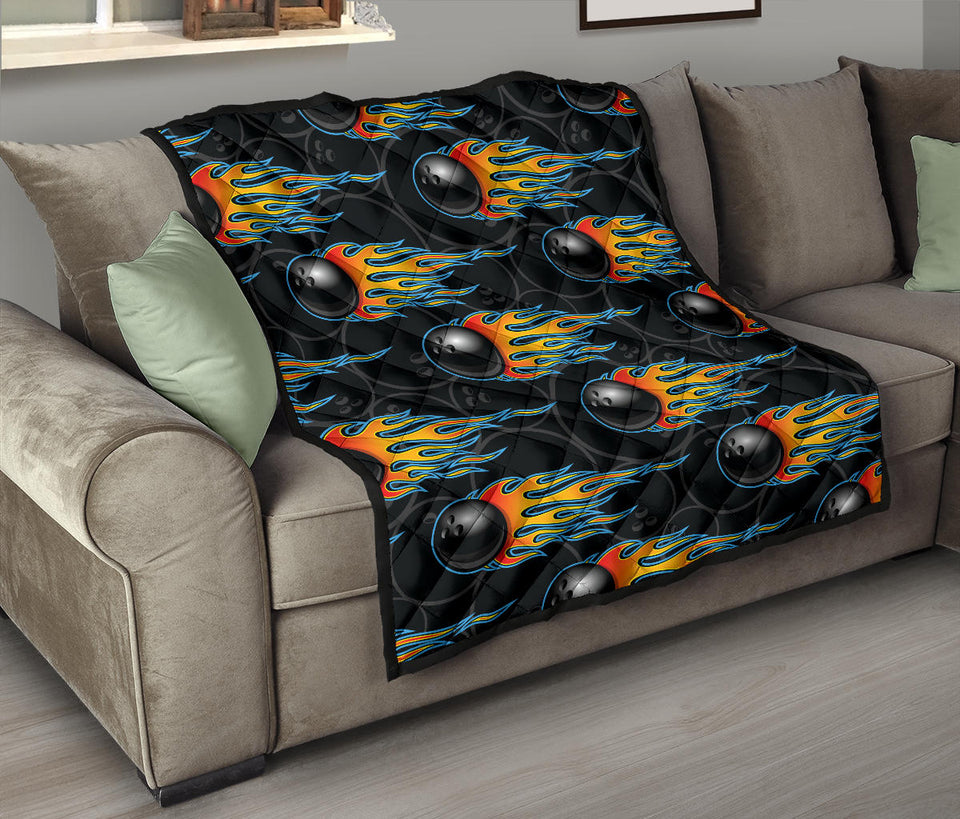 Bowling Balls Flame Pattern Premium Quilt