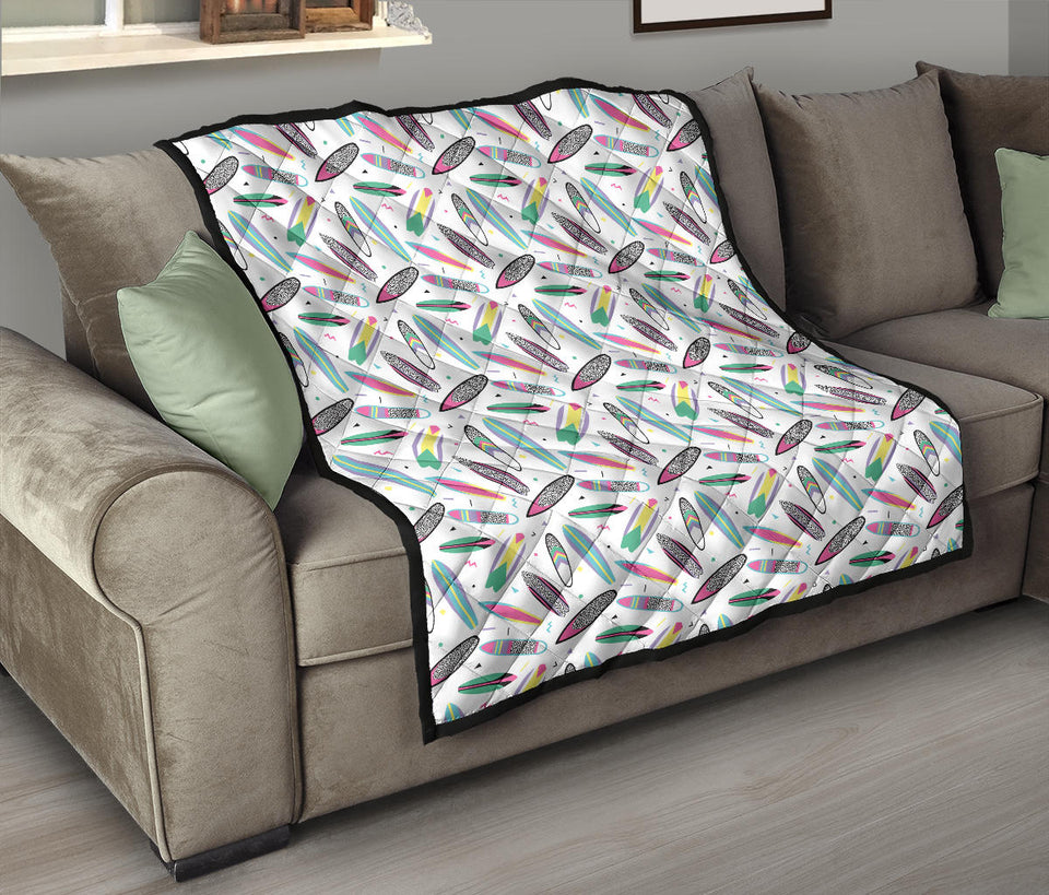 Surfboard Pattern Print Design 04 Premium Quilt