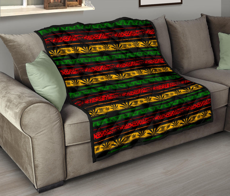 Canabis Marijuana Weed Pattern Print Design 04 Premium Quilt