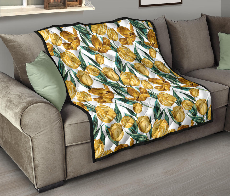 Yellow Tulips Pattern Premium Quilt