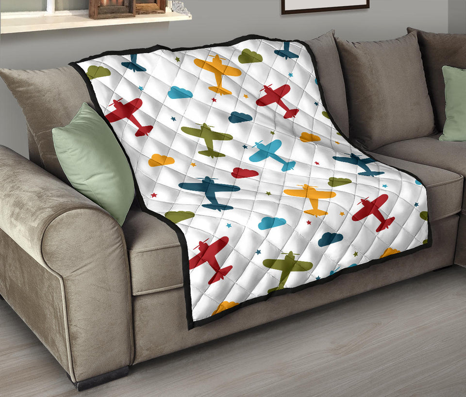 Airplane Star Cloud Colorful Premium Quilt
