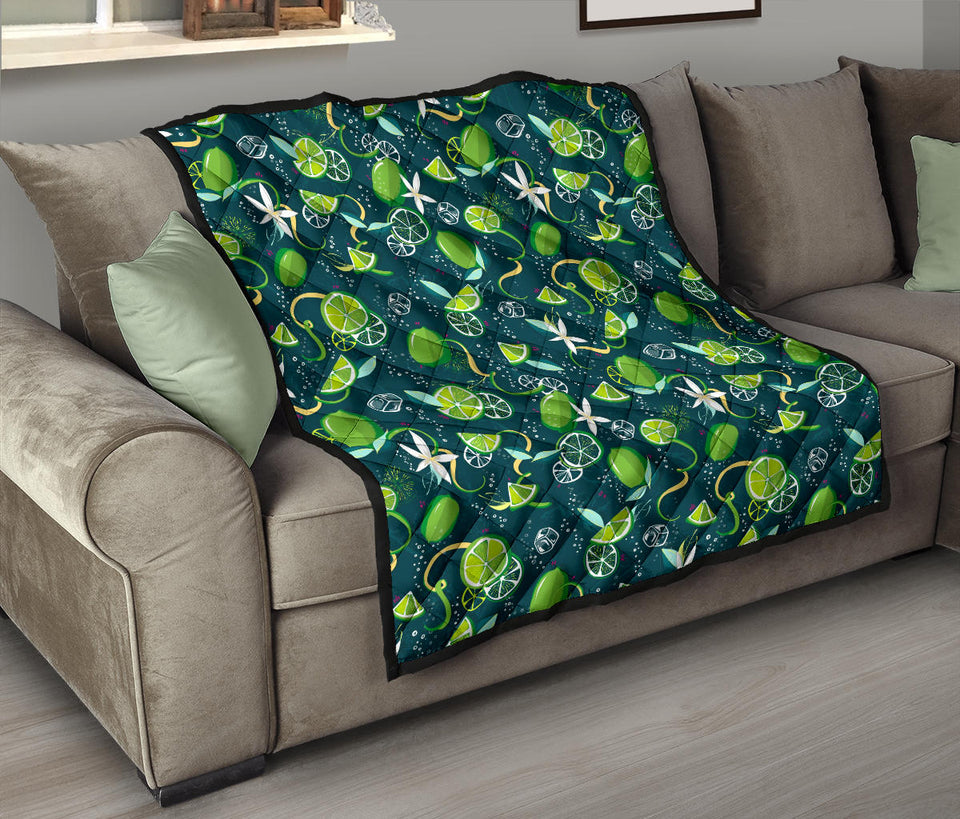 Lime Ice Flower Pattern Premium Quilt