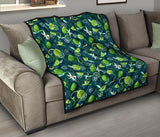 Lime Ice Flower Pattern Premium Quilt
