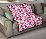 Pink Sketch Tulip Pattern Premium Quilt