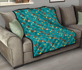 Hedgehog Pattern Print Design 01 Premium Quilt