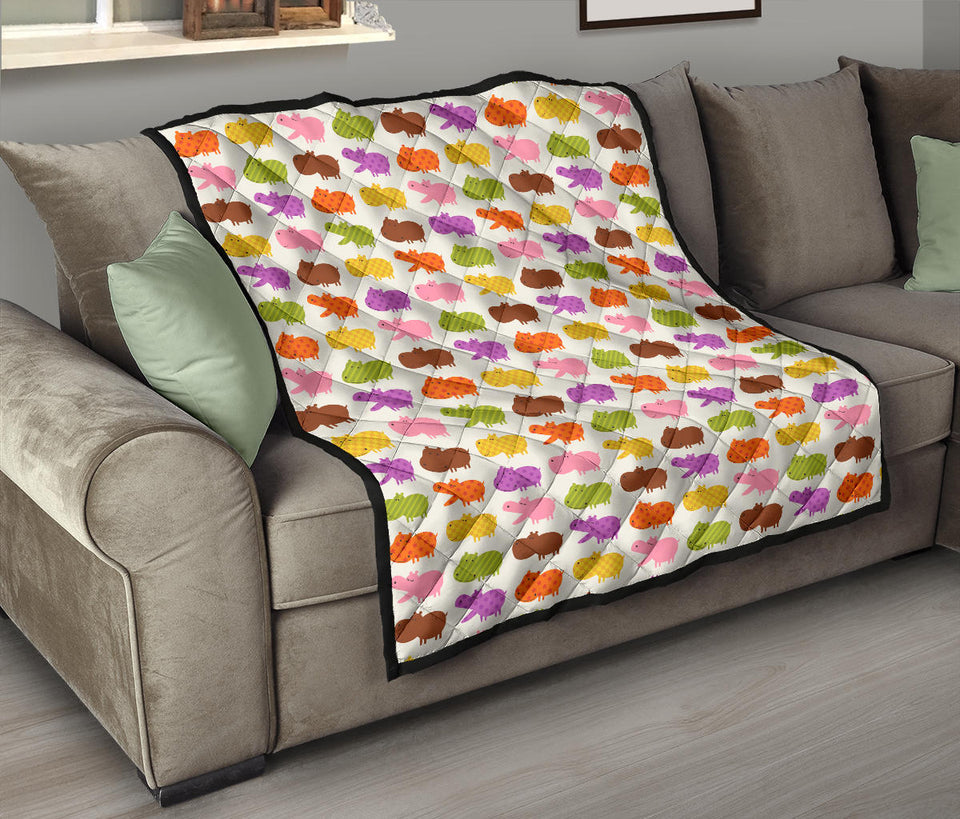 Hippopotamus Pattern Print Design 01 Premium Quilt