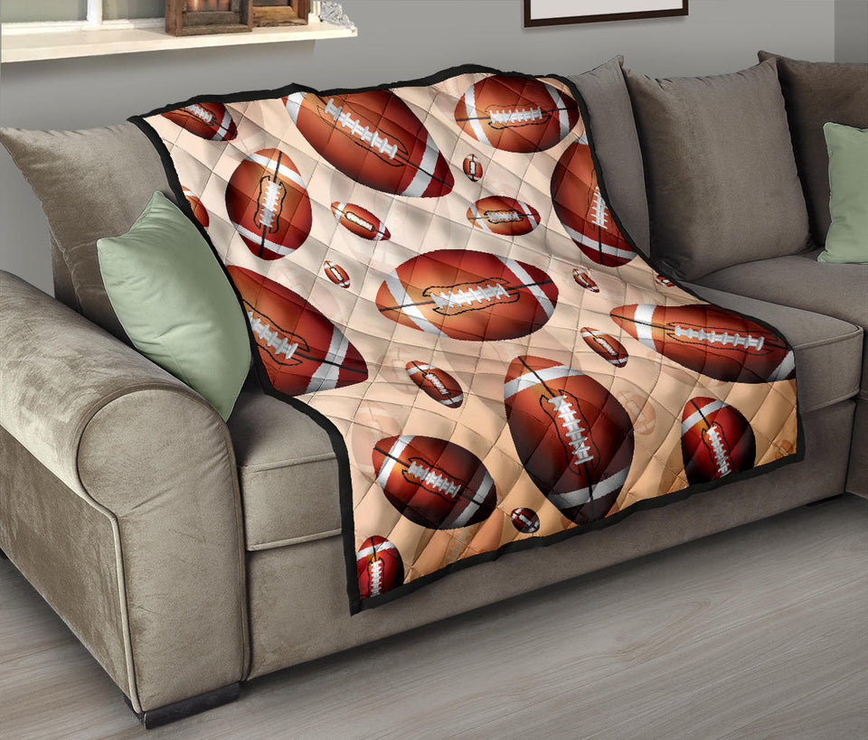 American Football Ball Design Pattern Premium Quilt