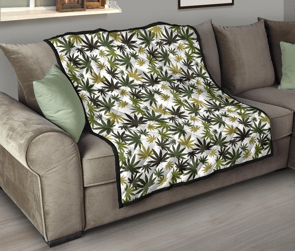 Canabis Marijuana Weed Pattern Print Design 05 Premium Quilt