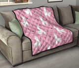 Llama Alpaca Pink Background Premium Quilt
