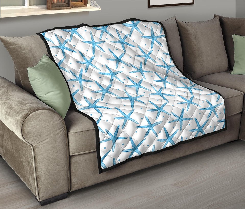 Watercolor Starfish Pattern Premium Quilt