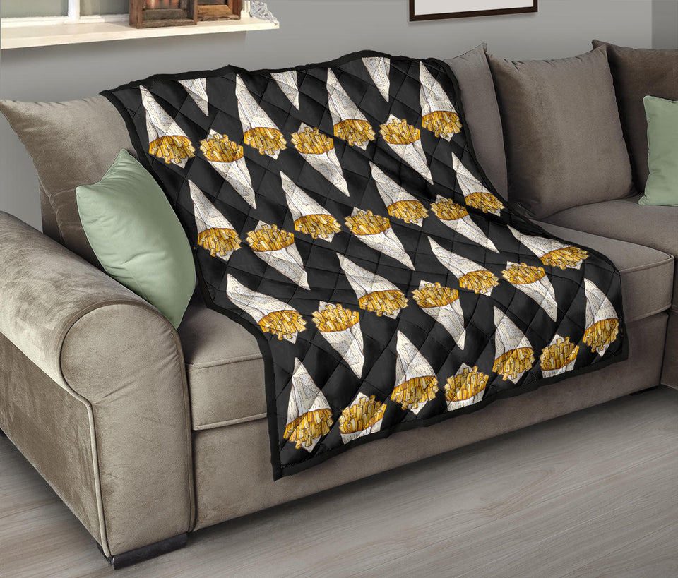 French Fries Dark Background Premium Quilt