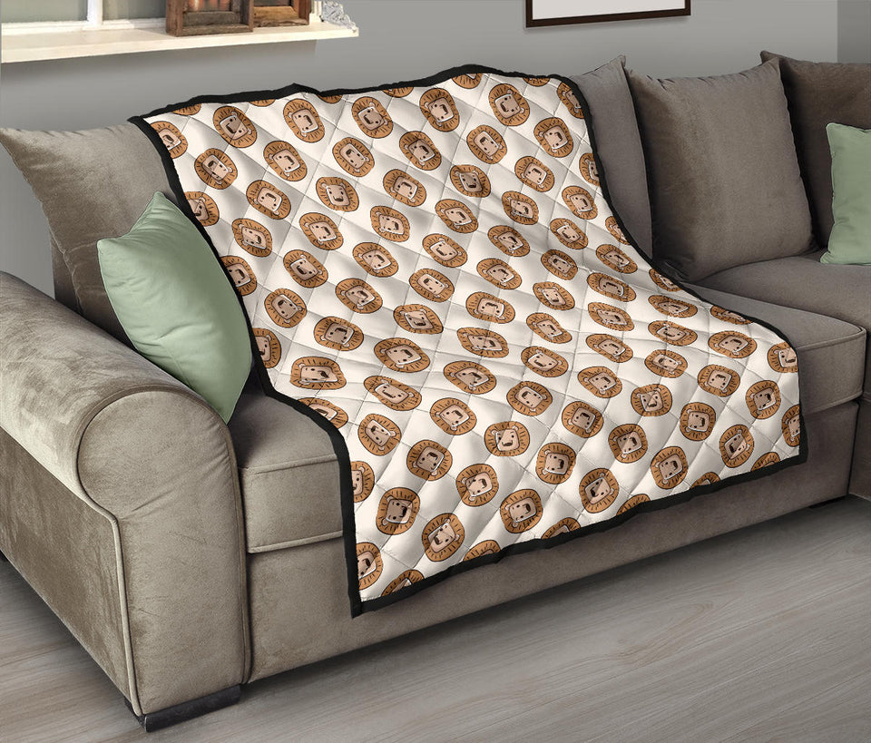Lion Pattern Print Design 01 Premium Quilt