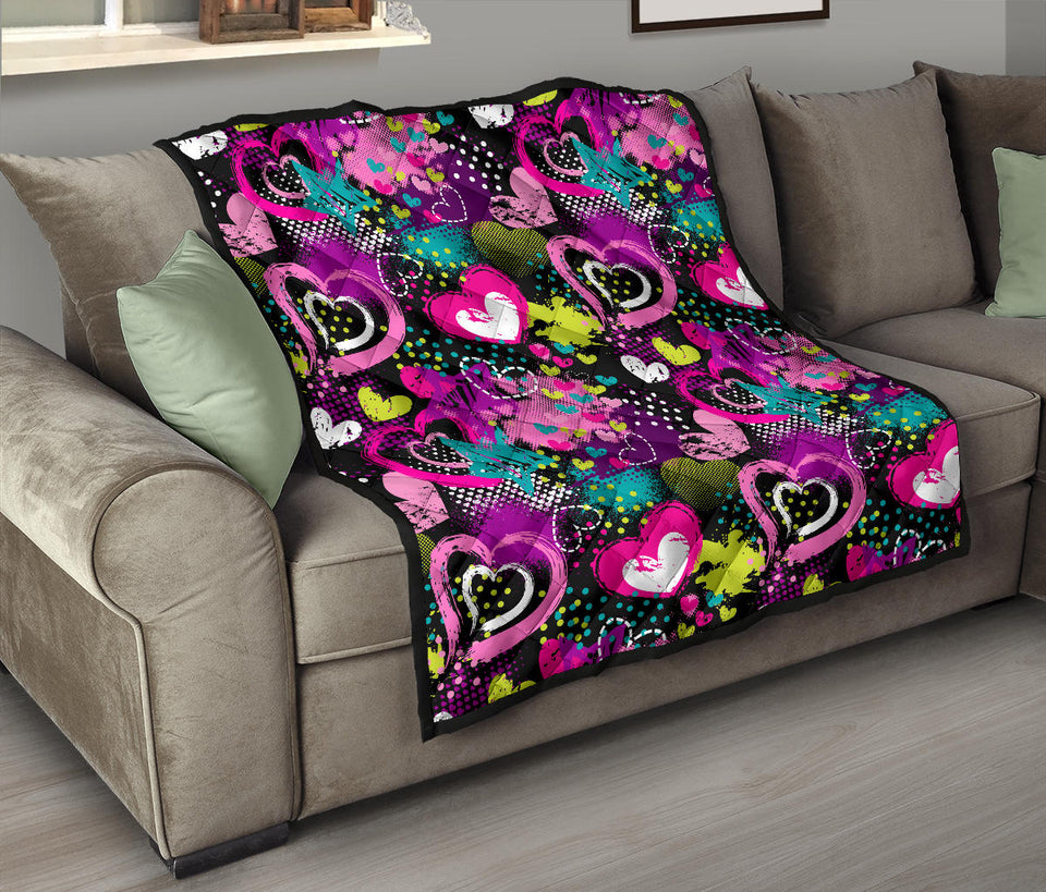 Heart Dot Wave Star Creative Design Pattern Premium Quilt