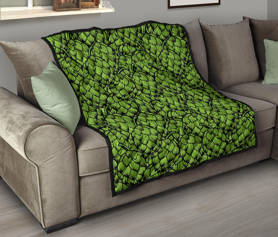 Green Hop Pattern Premium Quilt
