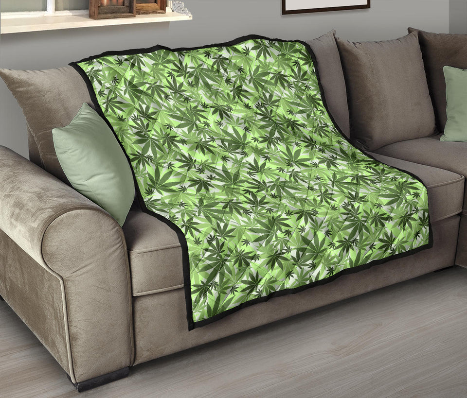 Canabis Marijuana Weed Pattern Print Design 01 Premium Quilt