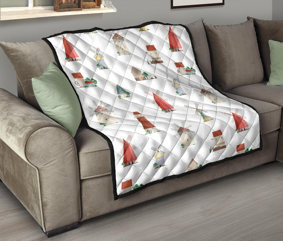Windmill Design Pattern Premium Quilt