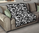Black White Camo Camouflage Pattern Premium Quilt